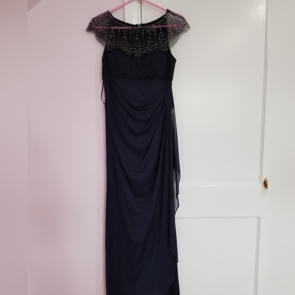 DJ Jaz Womens Short Sleeve Beaded Evening Gown